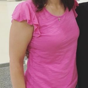 Banana Rep Fact; Pink Shirt w/ Ruffle Slvs; Med